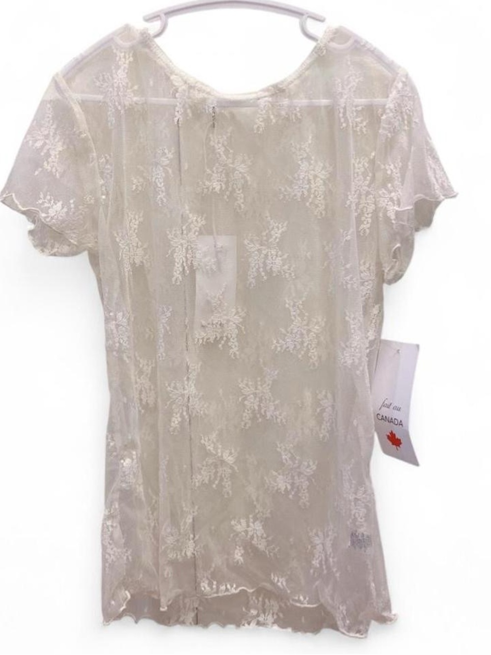 🛍️3/$20🛍️ Sheer Lace Short-Sleeve Blouse in Ivory